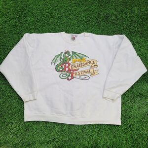Vintage Dragon Sweatshirt Womens XL 25x24 White